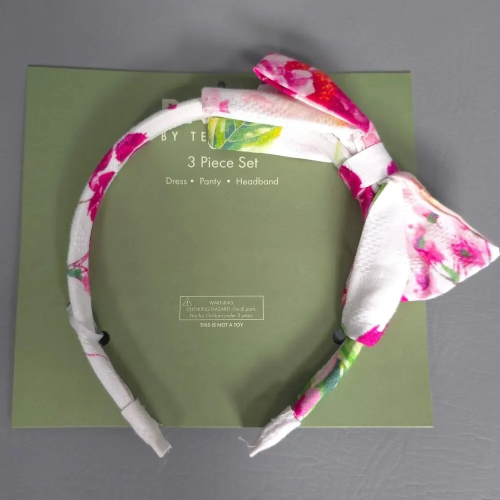 BAKER BY TED‎ BAKER New Kids Baby Dress Set Floral 3Pc Outfit Headband Panty 24M